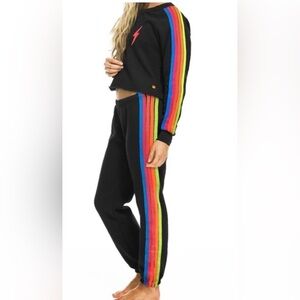 🔥EUC Aviator Nation Charcoal/Black 5 Neon Rainbow Stripe set!!